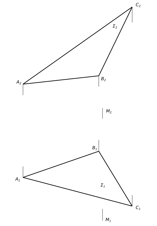 Построить точку N симметричную точке M относительно плоскости ABC